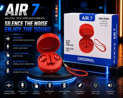 Pack of 2 Air 7 Wireless Earbuds Black and White Pair