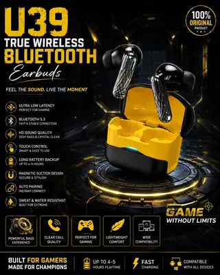 U39 True Wireless Buds Crystal Clear Sound Premium Audio Pod