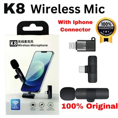 Pack of 2 PCs K8 Wireless Microphone for YouTube Vlog Live