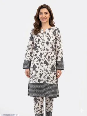 Women Floral Grey Kurta Pajama Set 92"