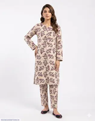2 Pcs Women's Unstitched Printed Suit