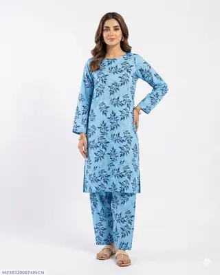 2 Pcs Women's Unstitched Printed Suit