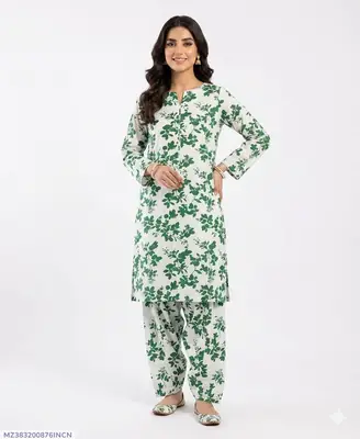 2 Pcs Women's Unstitched Printed Suit