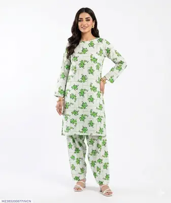 2 Pcs Women's Unstitched Printed Suit