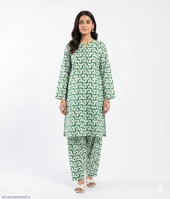 2 Pcs Women's Unstitched Printed Suit