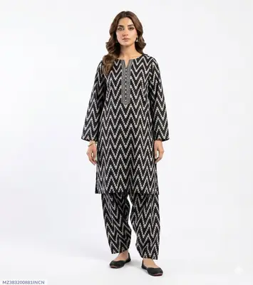 2 Pcs Women's Unstitched Printed Suit
