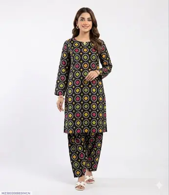 2 Pcs Women's Unstitched Printed Suit