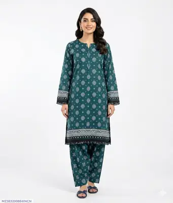 2 Pcs Women's Unstitched Printed Suit