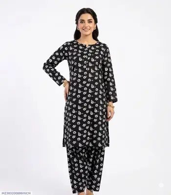 2 Pcs Women's Unstitched Printed Suit