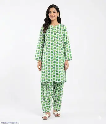 2 Pcs Women's Unstitched Printed Suit