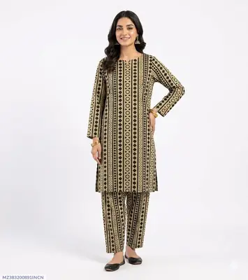 2 Pcs Women's Unstitched Printed Suit