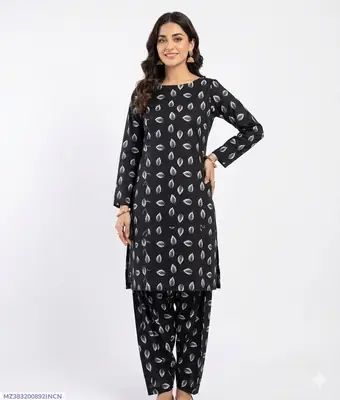 2 Pcs Women's Unstitched Printed Suit