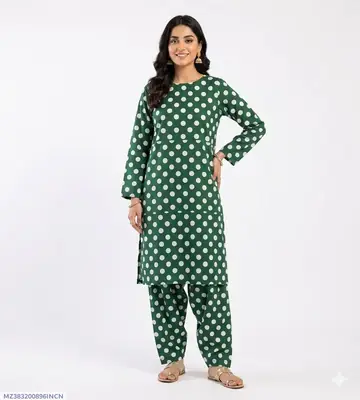 2 Pcs Women's Unstitched Printed Suit