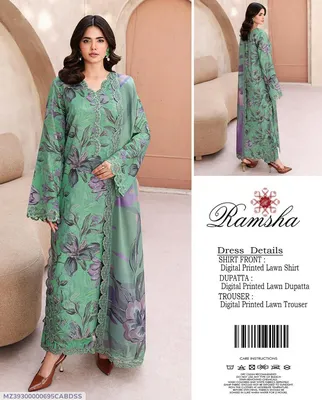 3 Pcs Women's Unstitched Digital Print Suit thumbnail 1