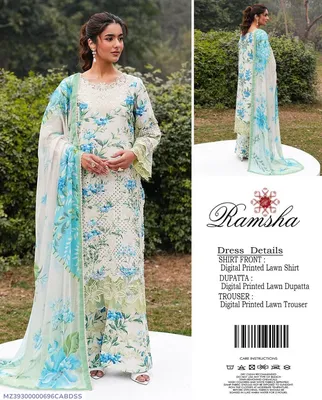 3 Pcs Women's Unstitched Digital Print Suit thumbnail 1