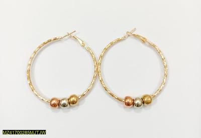 Golden Hoop Earrings Lightweight Mix Alloy Pakistani Women thumbnail 3