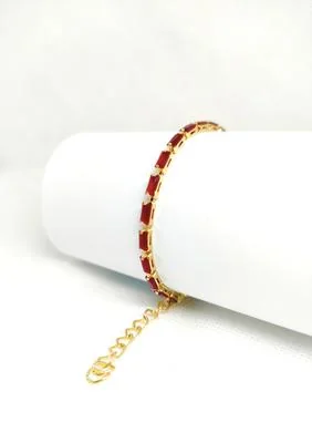 Red Gemstone Chain Bracelet for Women & Men