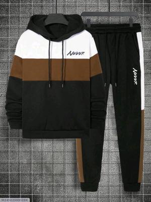 2 Pcs Men's Fleece Printed Hoodie Track Suit thumbnail 5
