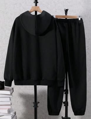 2 Pcs Men's Fleece Printed Hoodie Track Suit thumbnail 2
