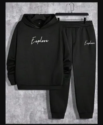 2 Pcs Men's Fleece Printed Track Suit