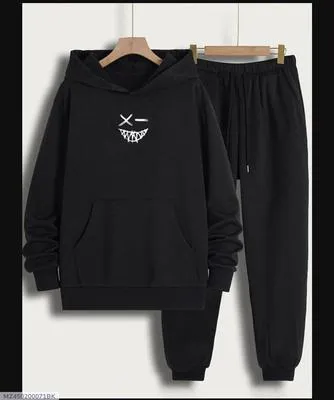 2 Pcs Men's Fleece Printed Track Suit thumbnail 5