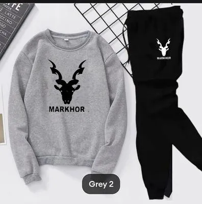 2 Pcs Men's Fleece Printed Sweatshirt Track Suit