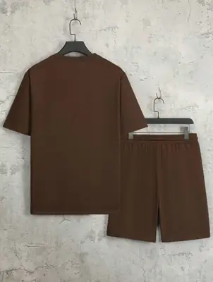 2 Pcs Men's Polyester Printed T-Shirt & Shorts Full Tracksuit thumbnail 2
