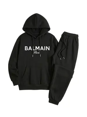 2 Pcs Men's Fleece Printed Hoodie Track Suit thumbnail 3