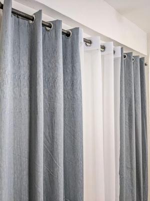 3 Pcs Net Plain Curtains 54x92 Inch Grey White Set