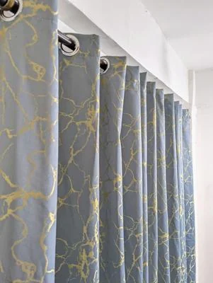 Jacquard Marble Curtains Gray Gold 92x54 Inch