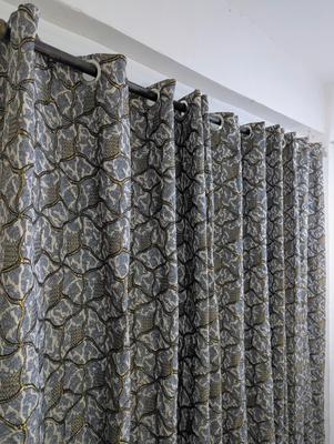 Multicolor Printed Jacquard Curtain 96x56"