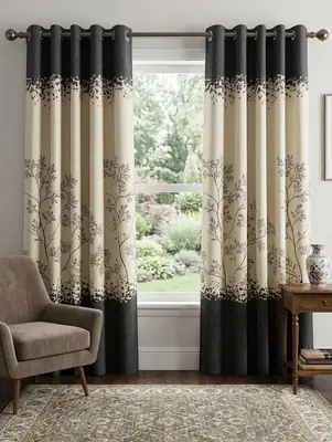 1 Pc Jacquard Textured Curtains 1