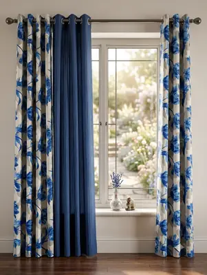 3 Pcs Cotton Printed Curtains 3