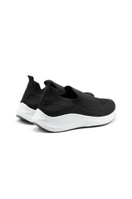 Men's Black Slip-On Walking Sneakers Breathable Comfortable thumbnail 3