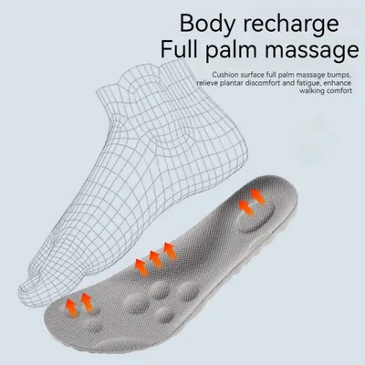 PU Leather Massage Insoles Black 39-45 thumbnail 4