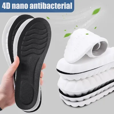 4D Nano Antibacterial PU Leather Insoles Black