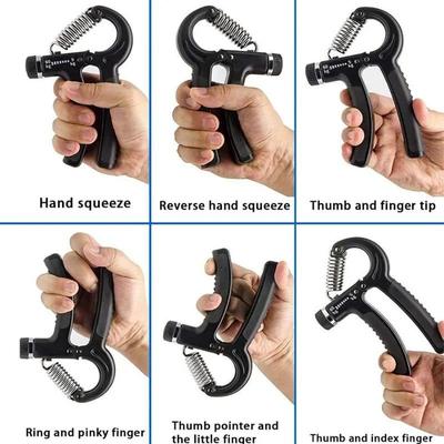 Hand Gripper Adjustable Resistance 10-40kg Non-Slip Black thumbnail 2