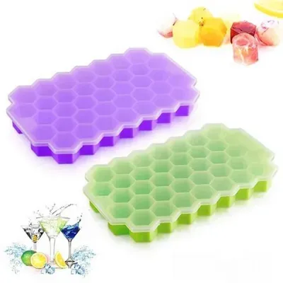 Silicone Ice Cube Tray Set of 2 Multicolor Collapsible Containers