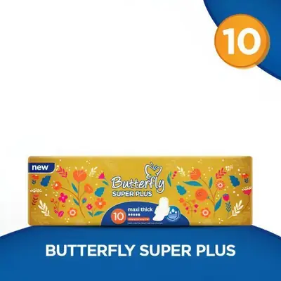 Butterfly Super Plus Maxi Thick Sanitary Pads 10 Pack
