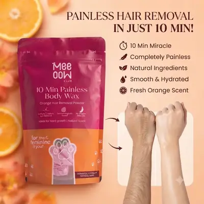Meeoow Club 10 Min Painless Body Wax Powder – Instant Orange Hair Removal for Smooth Skin