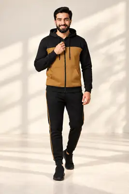 2 Pcs Men's Fleece Plain Zipper Track Suit