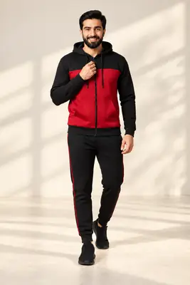 2 Pcs Men's Fleece Plain Zipper Track Suit