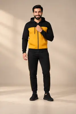 2 Pcs Men's Fleece Plain Zipper Track Suit