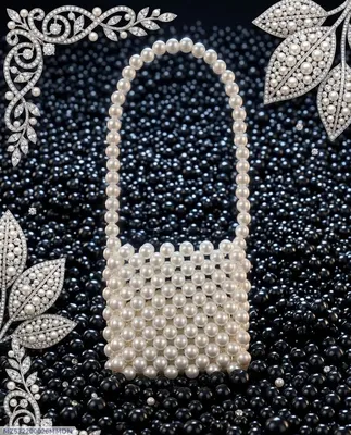 White Pearl Beaded Handbag for Girls Small Size