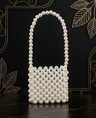 White Pearl Beaded Handbag for Girls Small Size thumbnail 2