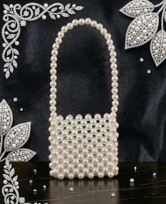 White Pearl Beaded Handbag for Girls Small Size thumbnail 3