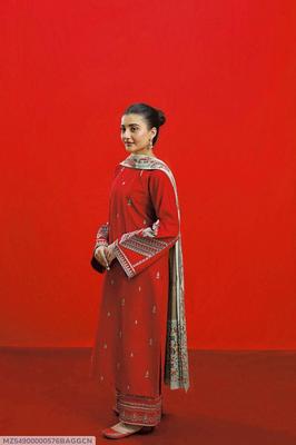 3-Piece Embroidered Red Lawn Suit for Women thumbnail 6