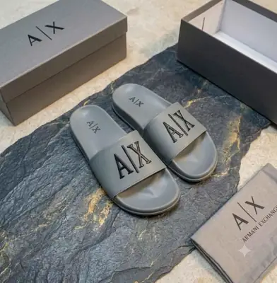 Men's Rubber Fancy Slide Slippers (AIX-Grey)