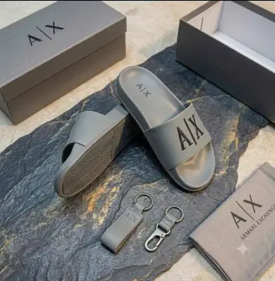 Men's Rubber Fancy Slide Slippers (AIX-Grey) thumbnail 2