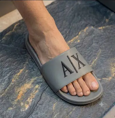 Men's Rubber Fancy Slide Slippers (AIX-Grey) thumbnail 3